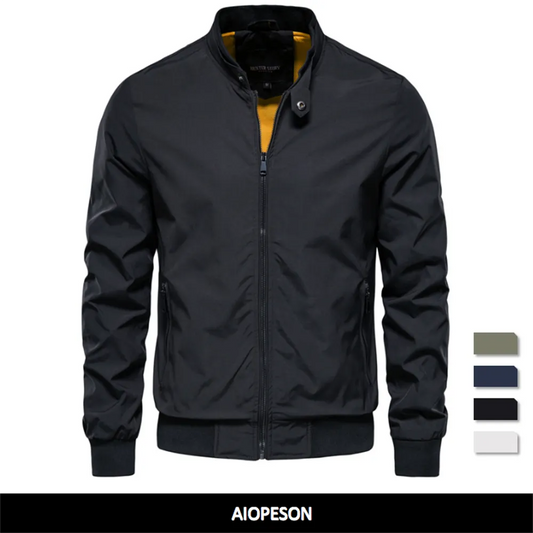 AIOPESON Solid Color Baseball Jacket Stand Collar Bomber Mens Jackets