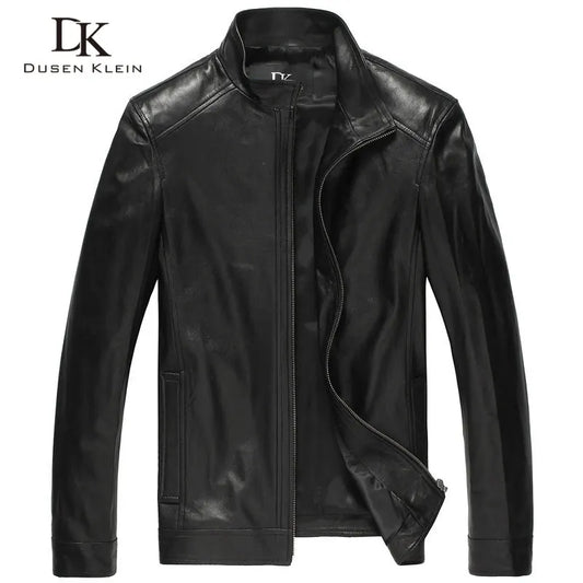 Luxury Man Genuine Sheepskin Leather Jacket Brand Dusen Klein Men Slim