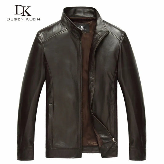 Luxury Man Genuine Sheepskin Leather Jacket Brand Dusen Klein Men Slim