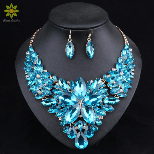 Fashion Crystal Jewelry Sets Bridal Necklace Earrings Sets Wedding Party