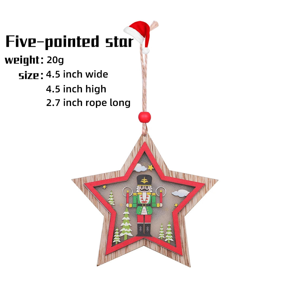 Newest Christmas Wooden Walnut Soldier Pendant Ornament With LED Christmas Tree