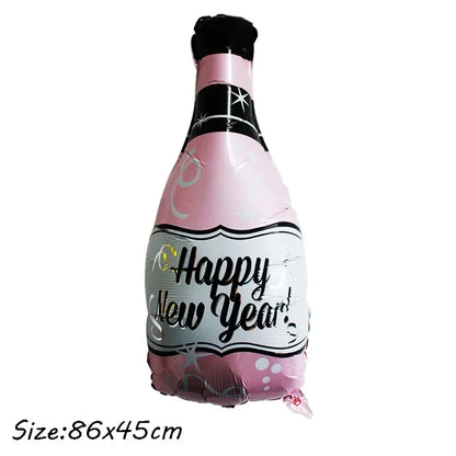 2025 Happy New Year Balloons Banner Rose Gold Number Letter Aluminum Foil