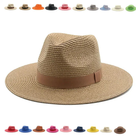 Hats for Women Bucket Sun Hats Ribbon Band Men Hat Straw Summer Panama Formal