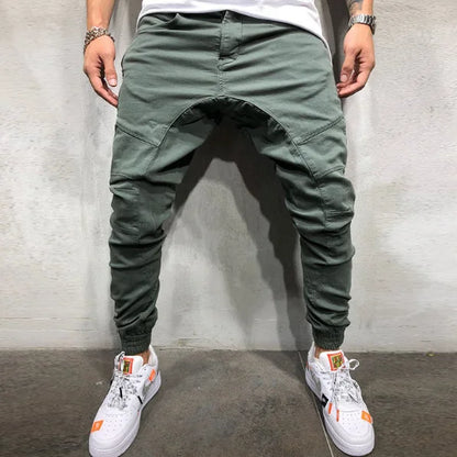 Men Pants Fashion Splicing Multi Pocket Harem Joggers Pants 2019 Male Trouser