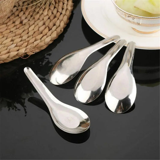 5X Thai Stainless Steel Kitchen Tableware Food Rice Soup Silver Spoons Flatware