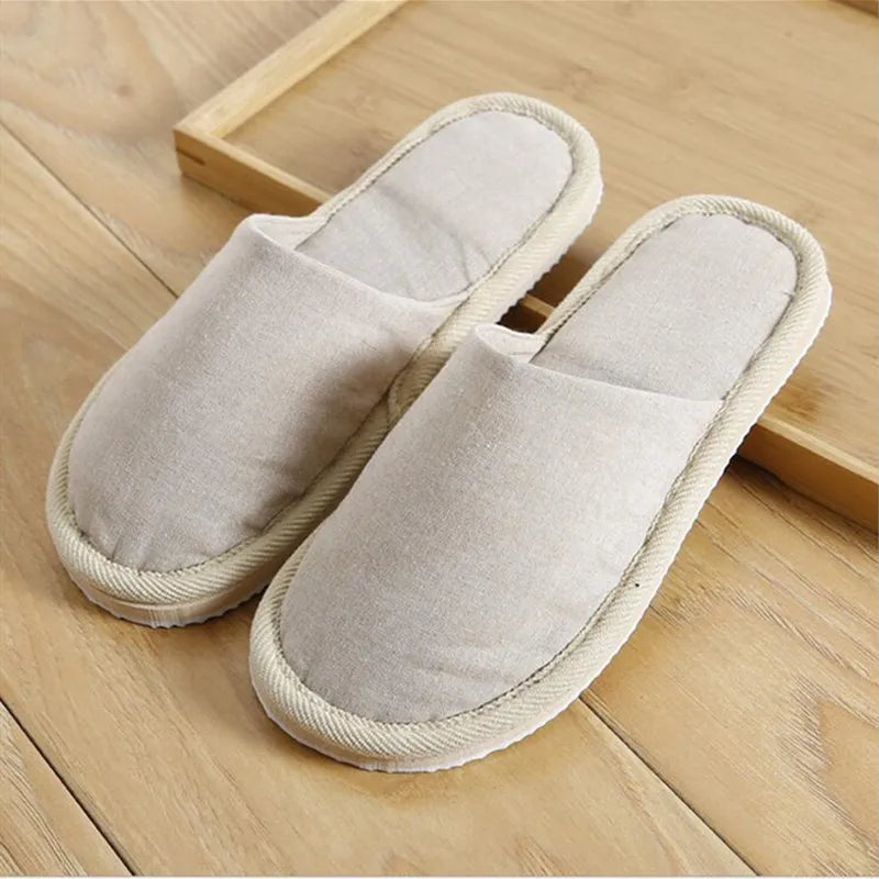 LEEMEIMEI Natural Flax Home Slippers Indoor Floor Shoes Silent Sweat Slippers