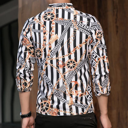 Casuals Shirt Men Autumn New Arrival Personality Printing Long Sleeve Shirts