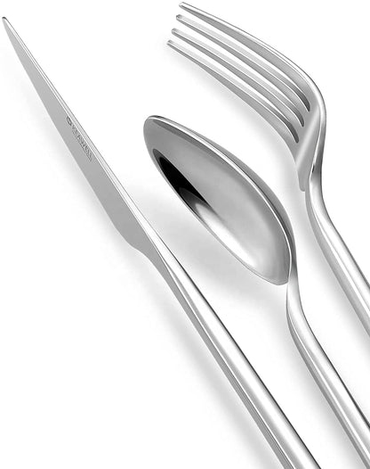 Polished Cutlery Set Modern Silverware Set 18/10 Stainless Steel Tableware