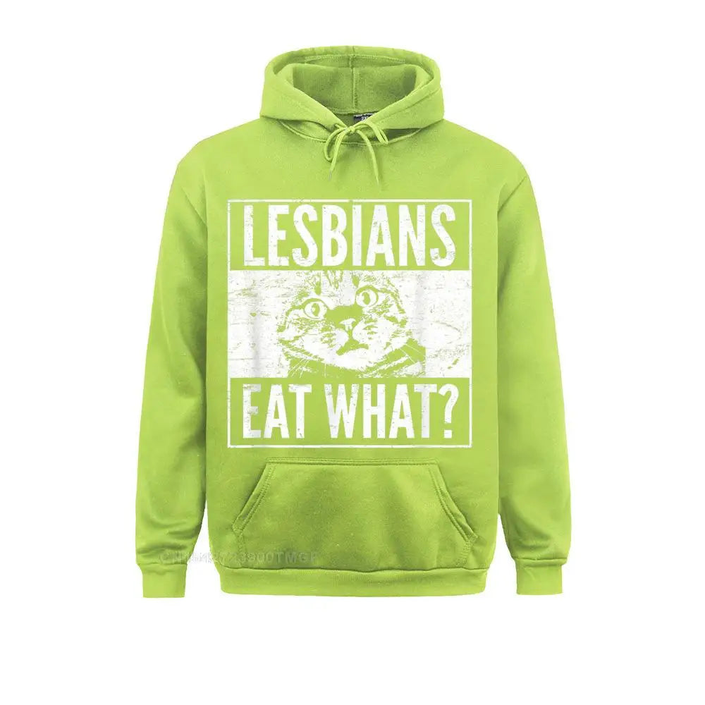 Wholesale Funny Lesbians Eat What Cat Kitten LGBT Humor Hoodie Sweatshirts