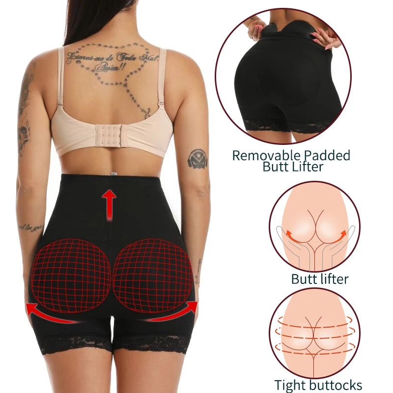 Womens Padded Shapewear Hip Enhancer Shorts High Waist Body Shaper Buttocks Pad