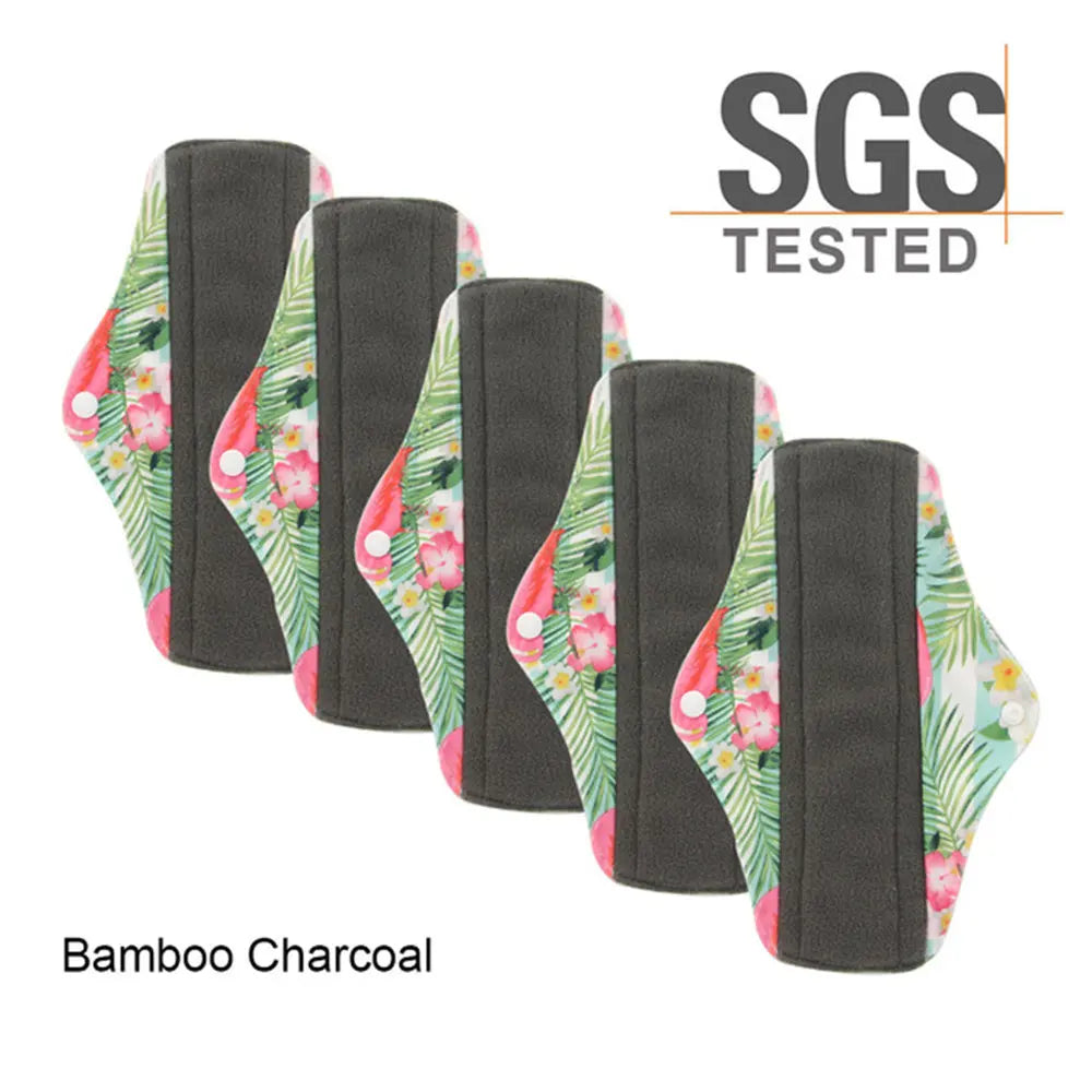 Reusable Women Bamboo Charcoal Cloth Sanitary Pads Washable Pad Leak-Proof