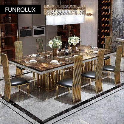 Modern Marble Dining Tables Modern Rectangular Gold Stainless Dining Table