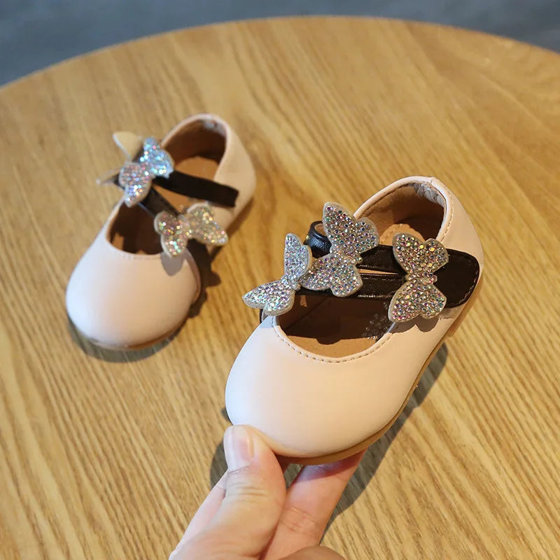 Princess Shoes Butterfly Sequins Baby Soft Bottom Shoes Girls Baby