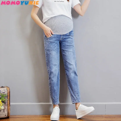 Maternity Jeans for Pregnant Women Clothes Elastic Waist Belly Loose Pant