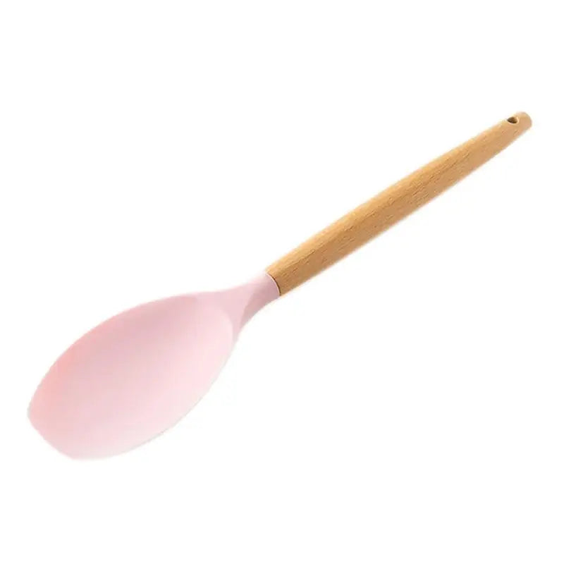 Silicone Cooking Utensils Non-Stick Spatula Shovel Wooden Handle Cooking Tools