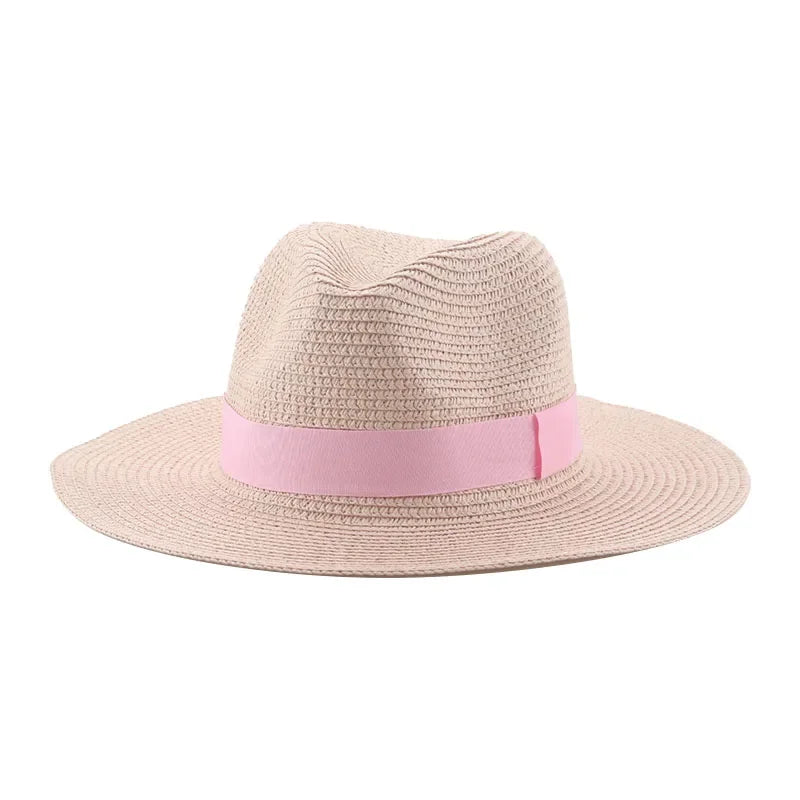 Hats for Women Bucket Sun Hats Ribbon Band Men Hat Straw Summer Panama Formal