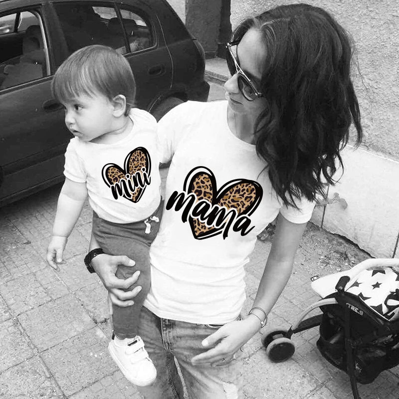 Tshirt Family Leopard Love Mother Kids Tshirts Baby Girl Matching Outfits