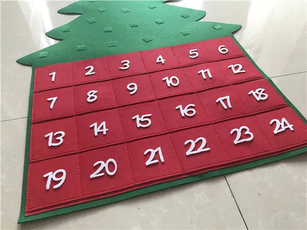 Hot Sales Christmas Gifts 24 Days Felt Christmas Hanging Advent Calendar