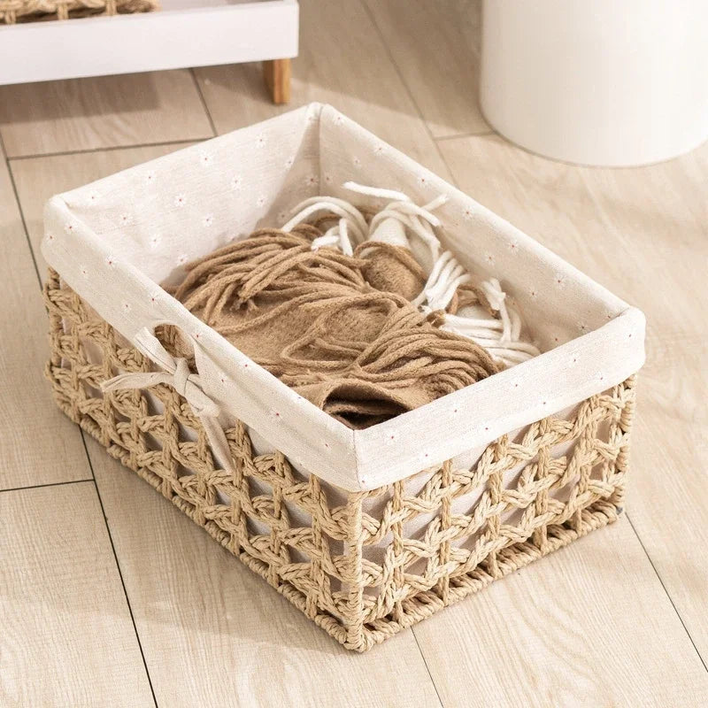 Handmade Storag Basket Woven Storage Baskets Desktop Sundries Organize