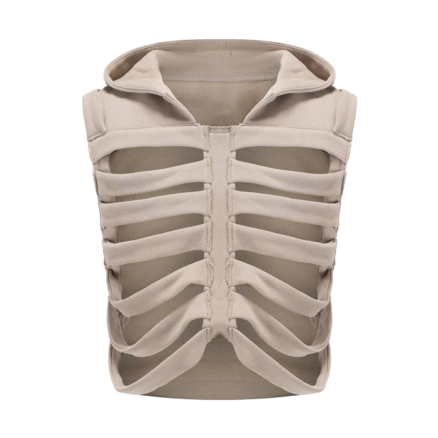 Women Vest Coat Chic Sleeveless Hooded Vest Hollowed Skeleton Hoodie