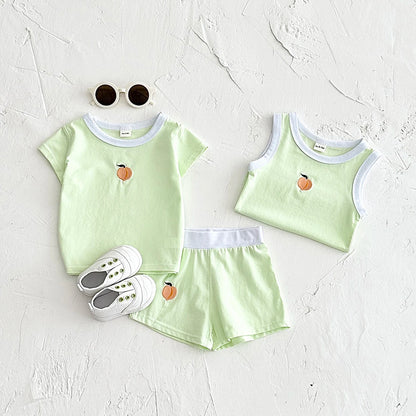 2024 Infant Kids Baby Shorts Set Fruit Print Cotton Fashion Vest Short