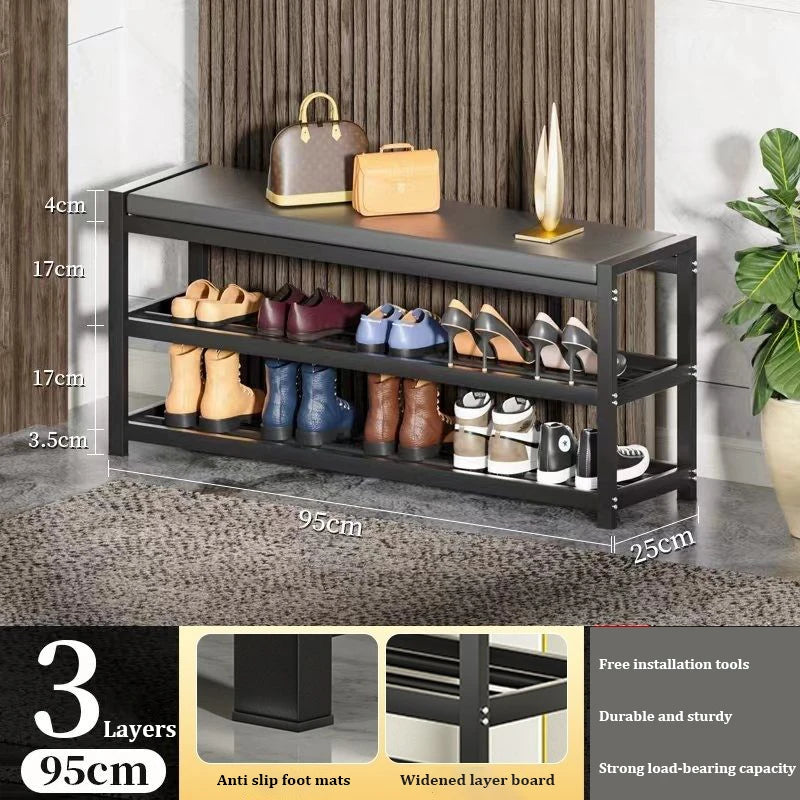 Light Luxury Multi-Layer Shoe Rack Livingroom Entry Hallway Seat Stool Storage