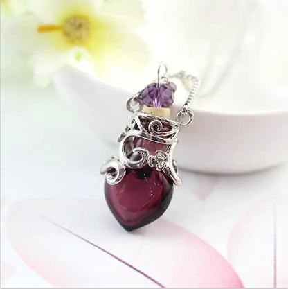 1PC Murano Glass Perfume Necklace Small Heart Essential Oil Bottle Pendants