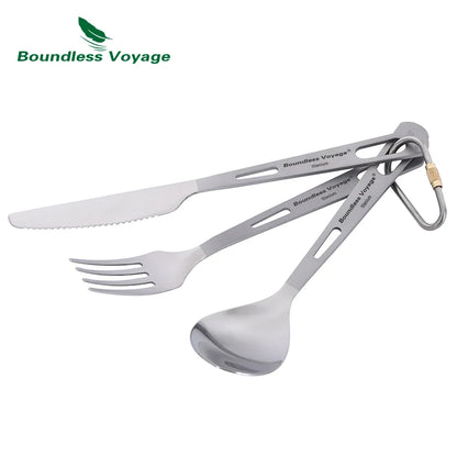 Boundless Voyage Titanium Camping Spoon Fork Spork Knife Chopsticks Straw