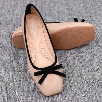 Fashion 2023 New Square Square Flat Bottom With  Version of Single Shoes