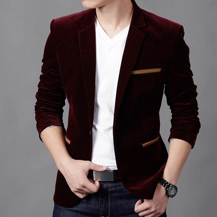 Men's Fashion Brand Blazer Casual Suit Jacket Solid Male Blazers