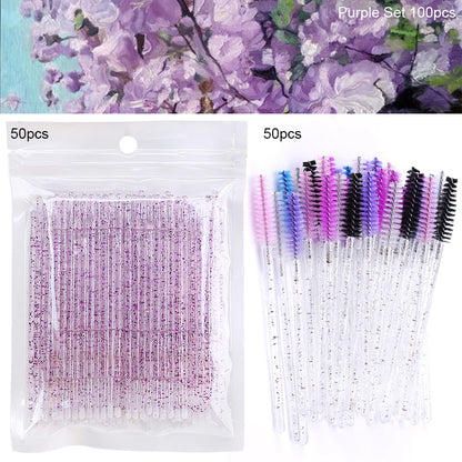 Eyelash Brushes 100pcs Eyebrow Tools Crystal Microbrush for Eyelashes Mascara