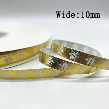 10mm 15mm 5yards Gold/Silver Christmas Decor Printed Christmas Ribbon