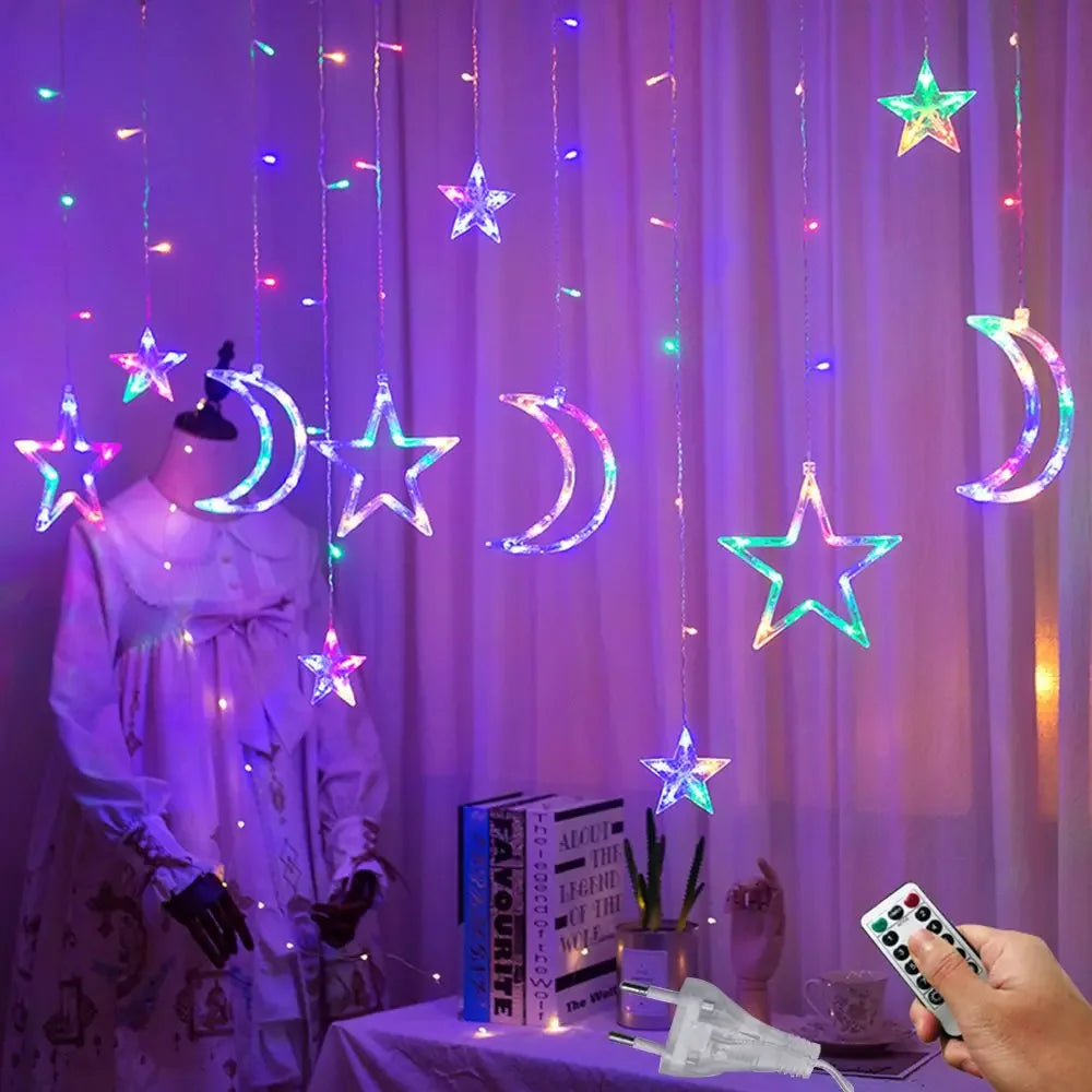 LED Star Lamp Curtain Garland Fairy String Lights Christmas Decoration Outdoor