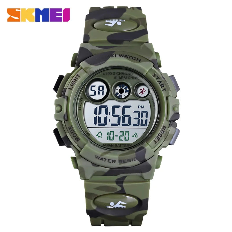 SKMEI Children LED Electronic Digital Watch Stop Watch Clock 2 Time Kids