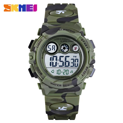 SKMEI Children LED Electronic Digital Watch Stop Watch Clock 2 Time Kids