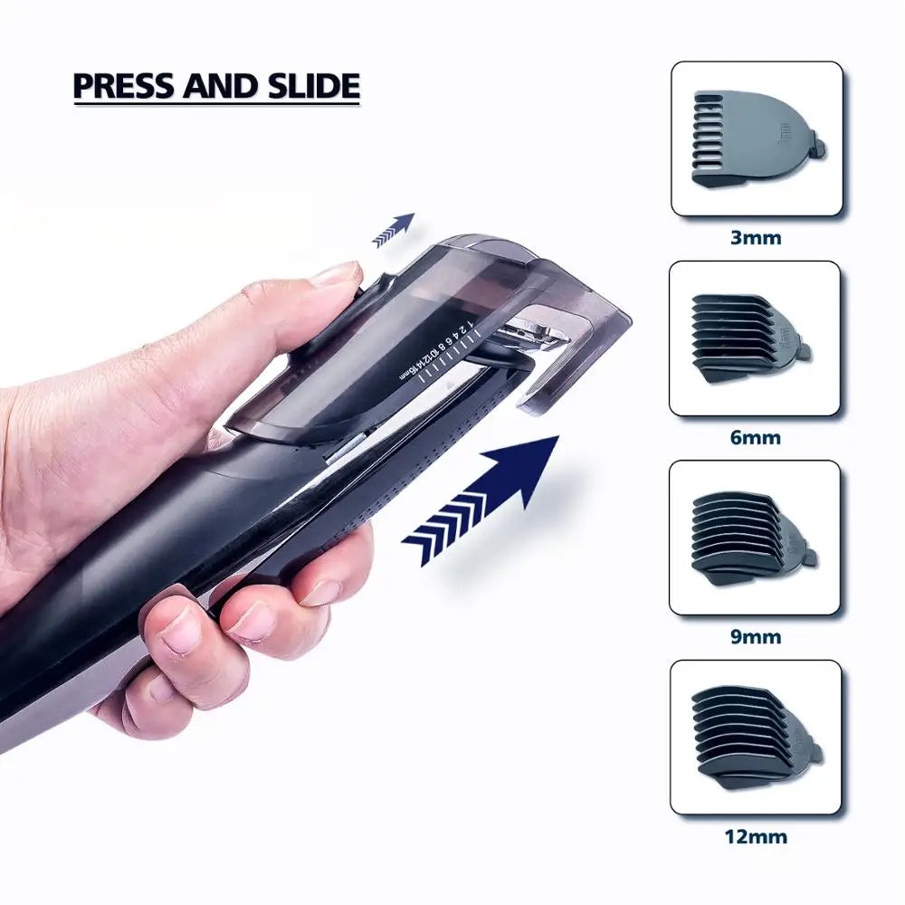 HATTEKER 598 Professional Hair Clipper Rechargeable Electric Razor 5 in 1