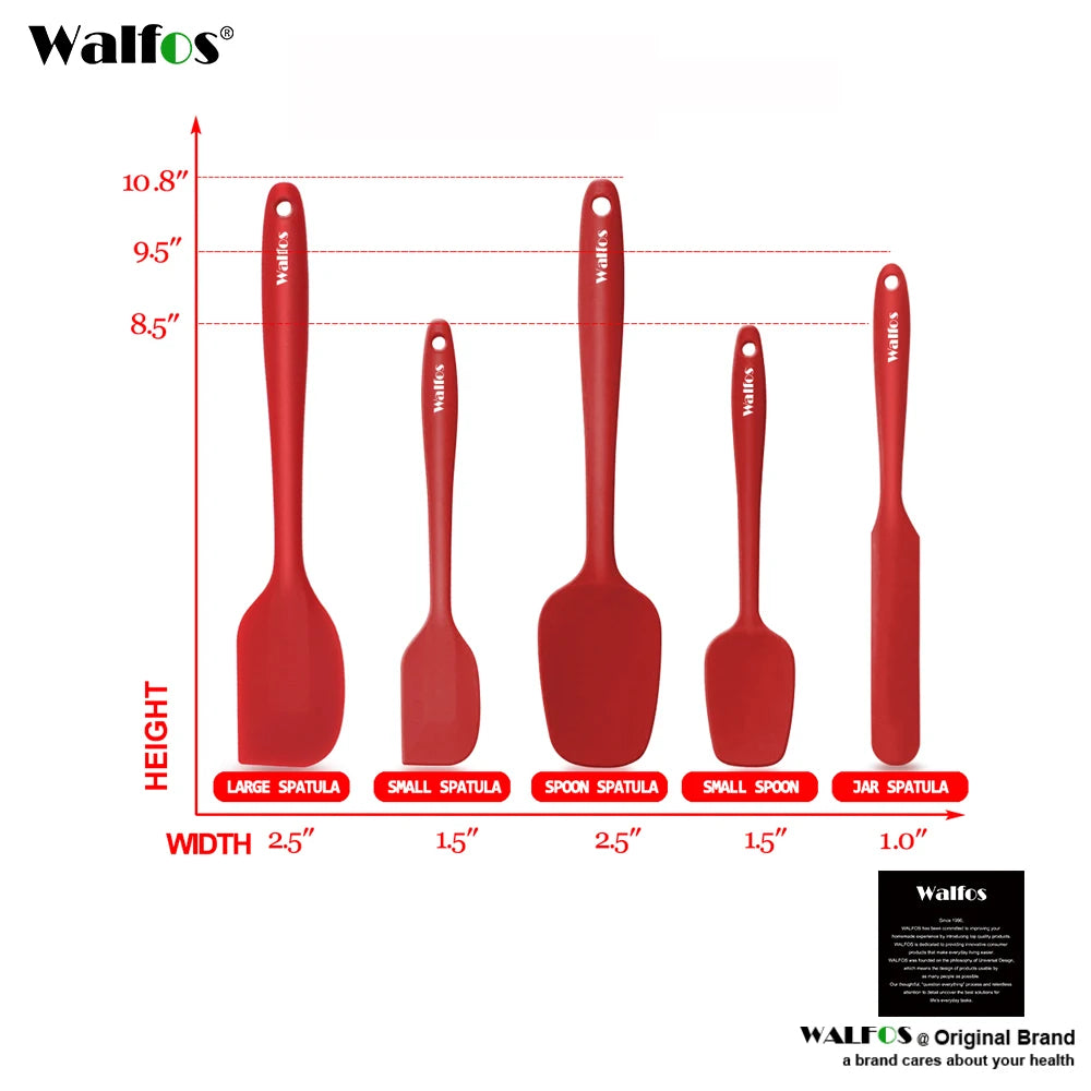 WALFOS Kitchen Utensil Cooking Tools Silicone Spatula Set Spoon Cake Spatulas