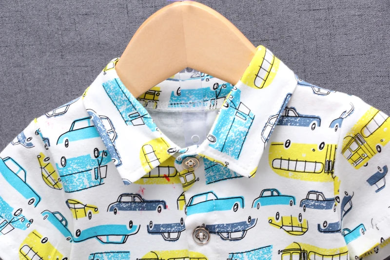 Toddler Boy Clothing Set Summer Fashion for Baby Car Print Boys Clothes Short