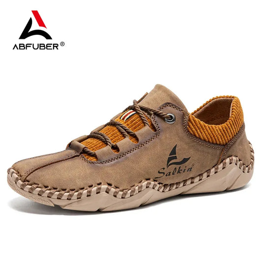 Handmade Leather Shoes Men Casual Sneakers Driving Shoe Leather