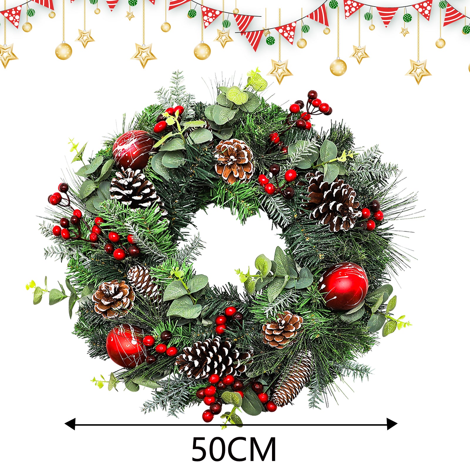 New Design Christmas Door Decoration Christmas Ball Garland Pine