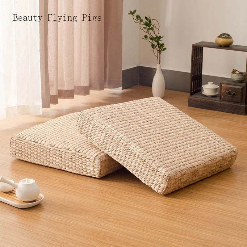 Pastoral Wind Straw Japanese Meditation Cushion Tatami Mat Rattan Sofa Cushion