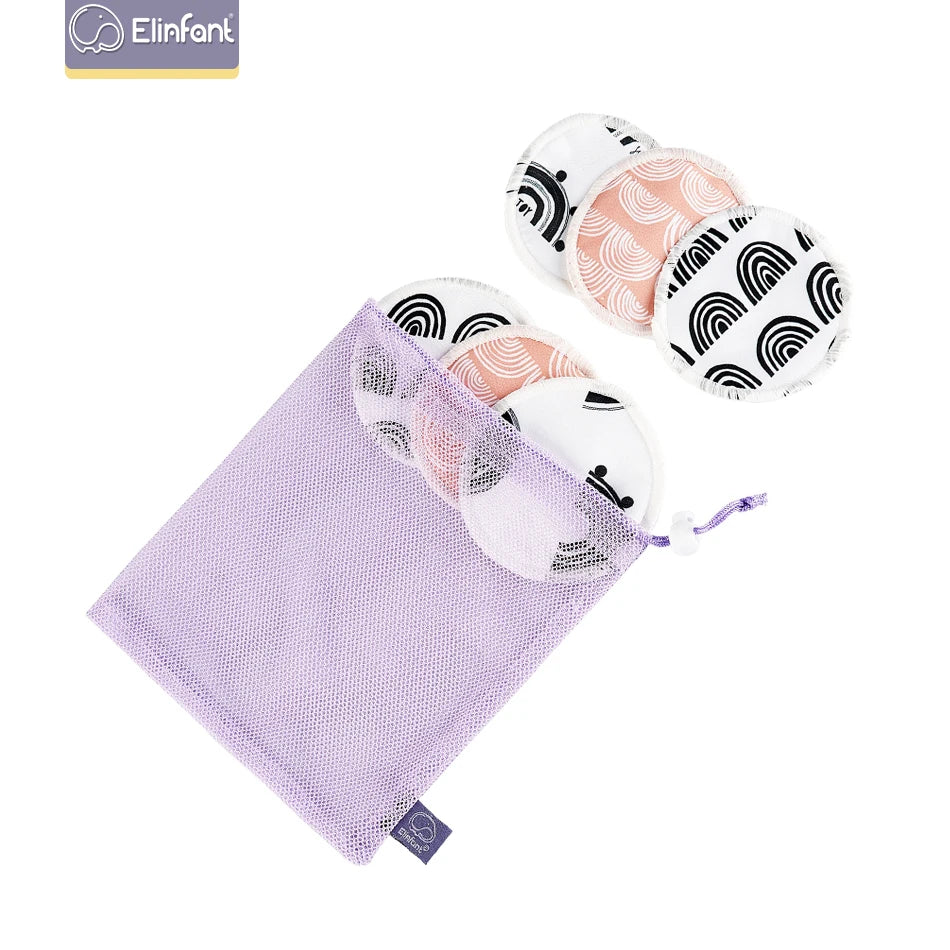 10cm Bamboo Breastfeeding Pad Reusable Nursing Pads 6pcs Set With Laundry Bag