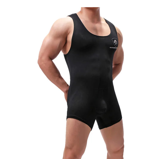 Men's Bodysuit Wrestling Singlets Modal Soft Elastic Shapewear Sleeveless