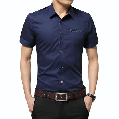 2024 Summer New Men's Shirt Brand Luxury Men Cotton Short Sleeves