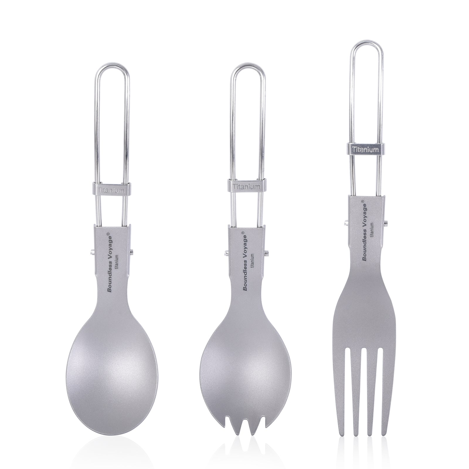 Boundless Voyage Titanium Folding Spoon Spork Fork Set Foldable Cutlery Camping