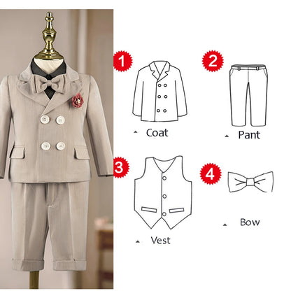 2024 New Boy Suit Set Wedding for Toddler Boys Formal Dress Children 1-8 Year