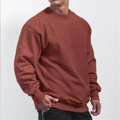 Men's Sweatshirt White Pure Color Casual Men Spring Autumn Fleece Sweatshirts