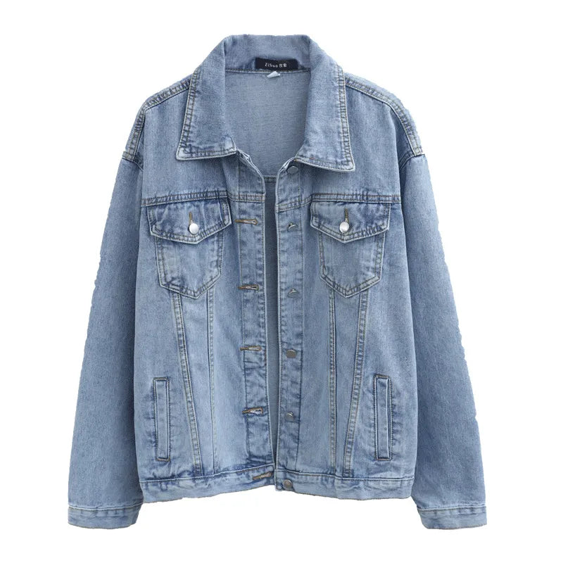 Vintage Women Jacket 2023 Autumn Winter Oversize Denim Jackets Blue Jeans