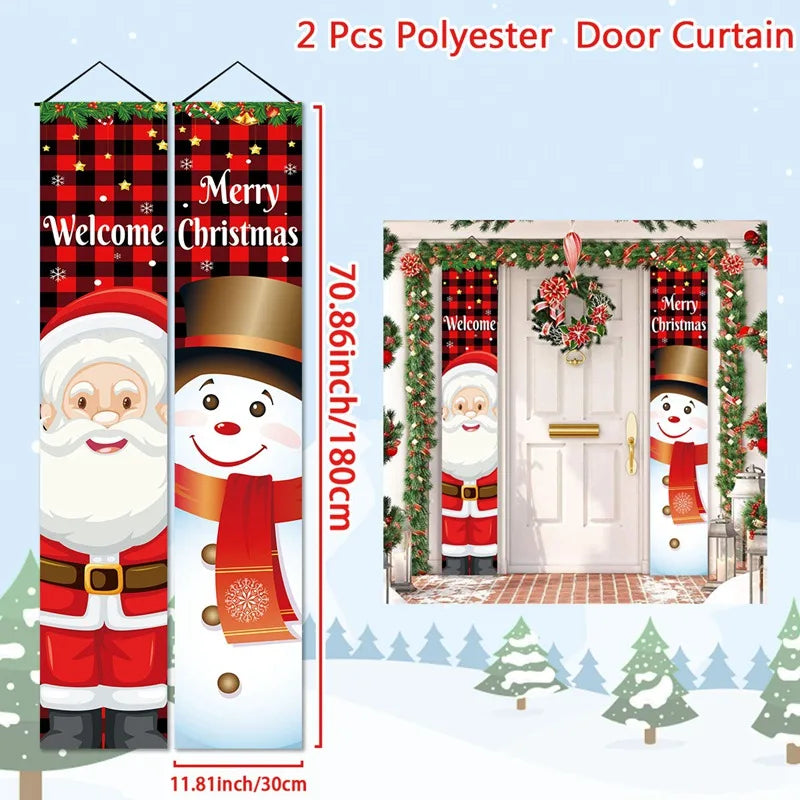 Christmas Door Decoration 2024 Merry Christmas Banner Decor for Home