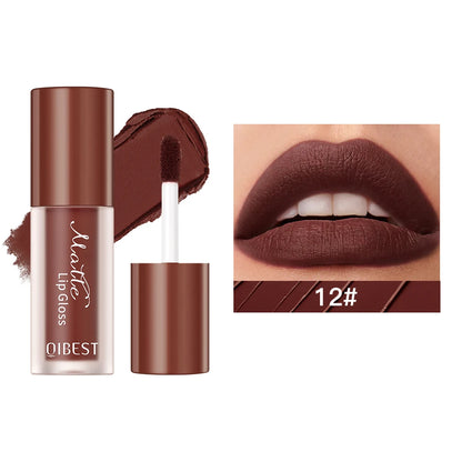 QIBEST 1Pc Velvet Matte Liquid Lipstick Nude Lipgloss Makeup Natural